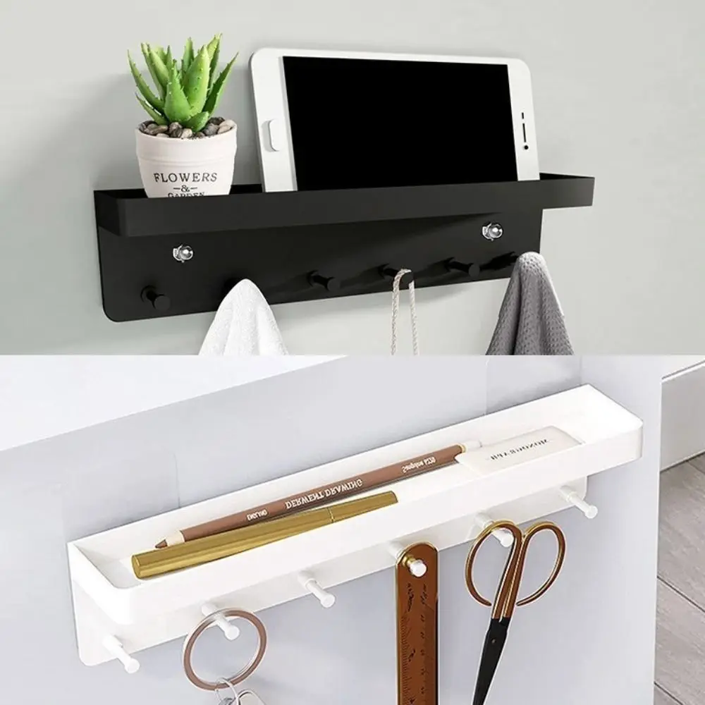 Description Picture 2 of itemModern Key Holder Bathroom Shelves Wall-mounted Wall Decor Clothes Storage Rack Mail Shelf 6 Hooks Wall Mounted Shelf Bathroom