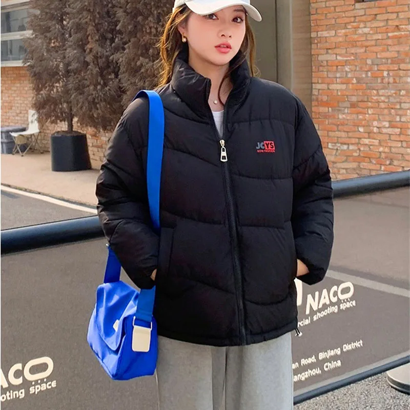 2024 Fashion Loose Short Coat Winter Women Down Cotton-padded Jacket Student Thicken Parkas Stand-up Collar Casual Warm Overcoat