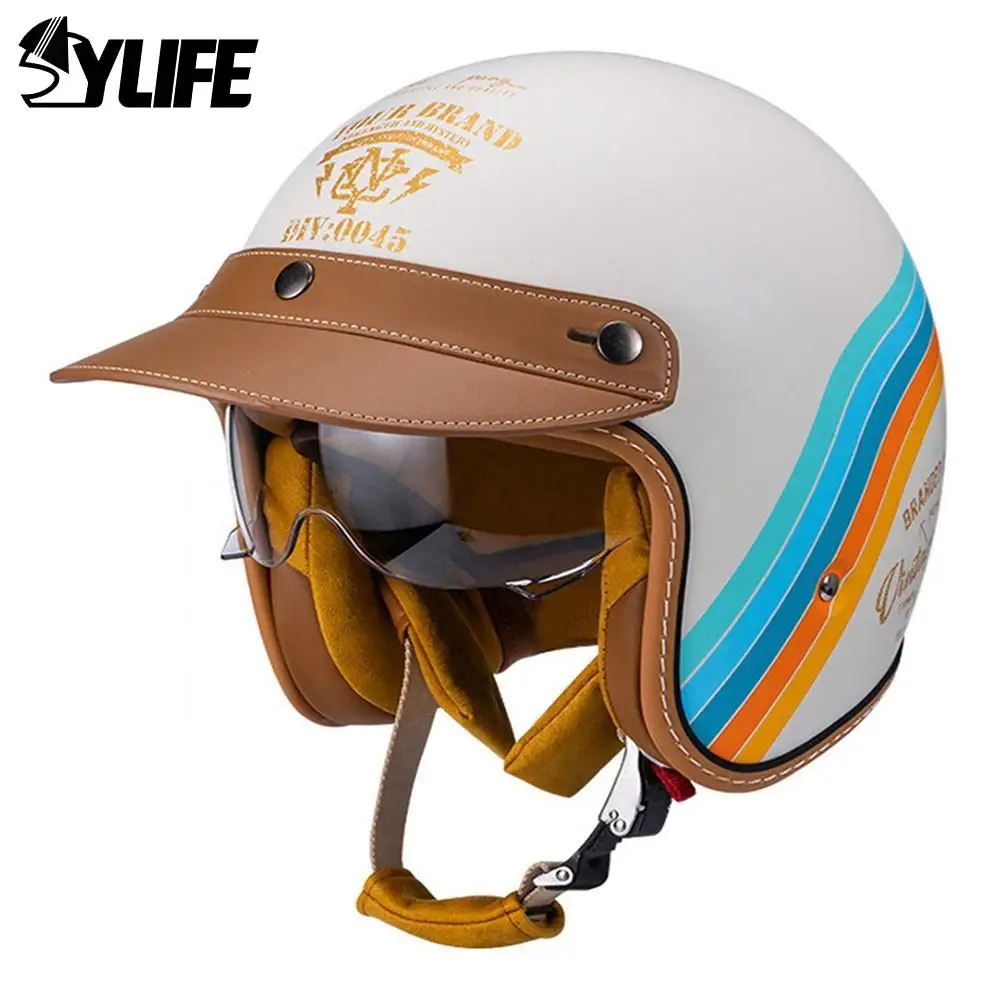 

Helmet Motorcycle Retro Moto Helmet HD Windshield Open Face Helmet Men Women Scooter Cycling Helmet Casco Moto Equipment