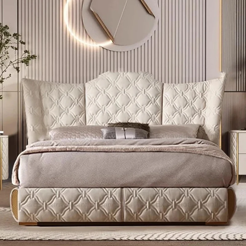 

High Luxury Double Bed Large Princess Master Headboard Bedding Bed Design Sleeping Muebles Para Dormitorio Nordic Furniture