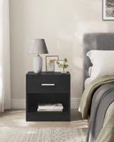 Прикроватный столик VASAGLE, прикроватный столик, прикроватный столик с выдвижной ручкой и открытым отсеком, журнальный столик для спальни, гостиной, классический, черный