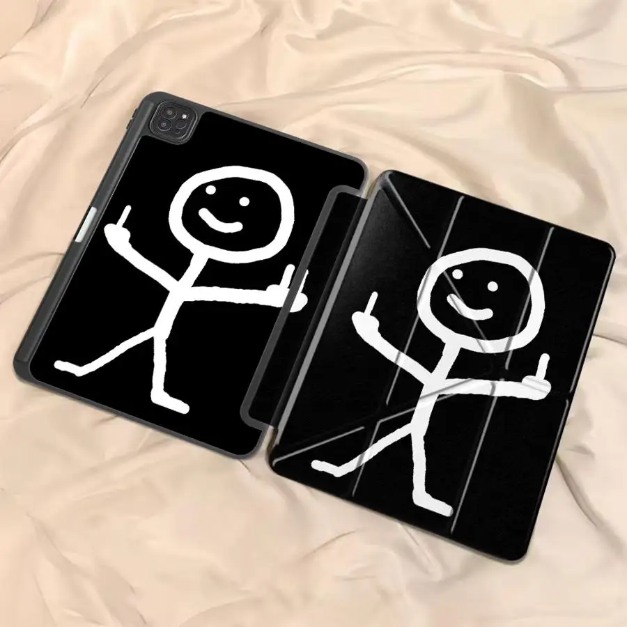 Whimsical Finger Stick Figures Tablet Case - Cartoon Art Design