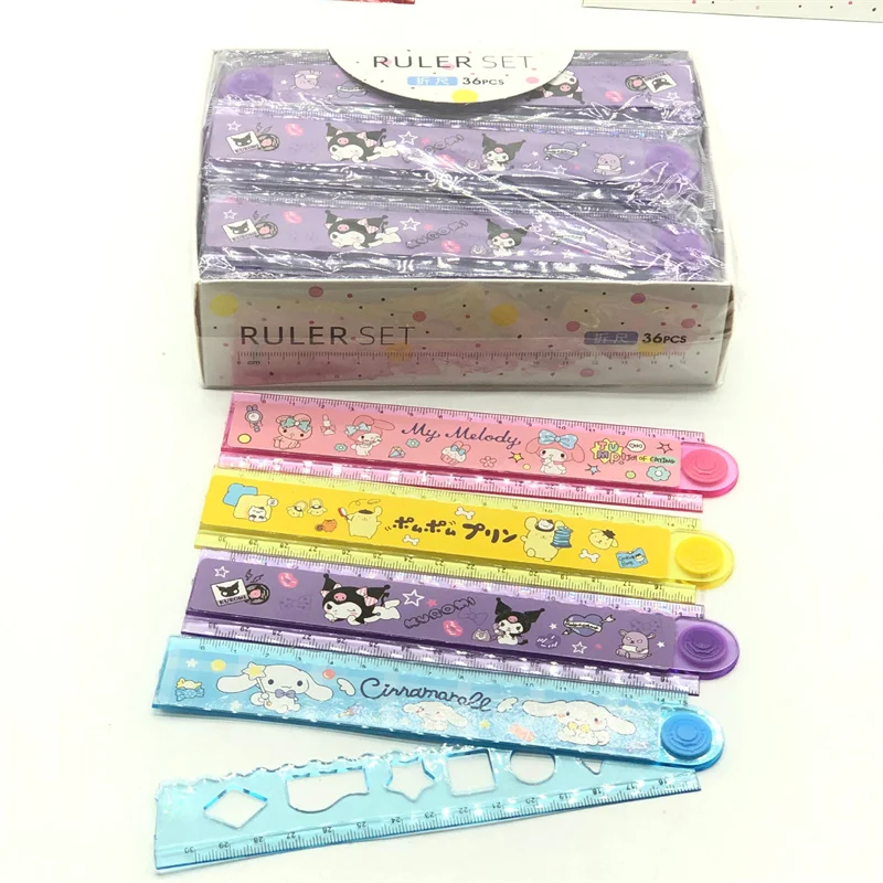 

36pcs/lot Sanrio Kuromi Melody Ruler Cute Cinnamoroll Folding Rulers Drawing Tool Promotional Stationery Gift School Supplies