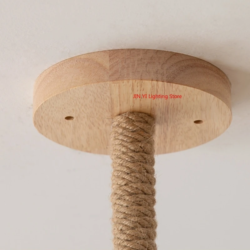 Japanese Style Wooden Wabi Sabi Cream Style Living Room Chandelier Design Sense Hemp Rope Homestay Study Bedroom Chandelier