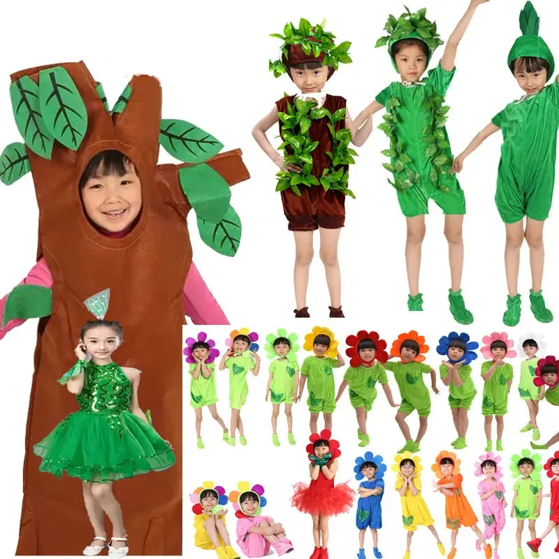 

Children Environmental Protection Big Small Tree Acting Costume Flowers Trees Modelling Grass Stage Drama Props Children's Day
