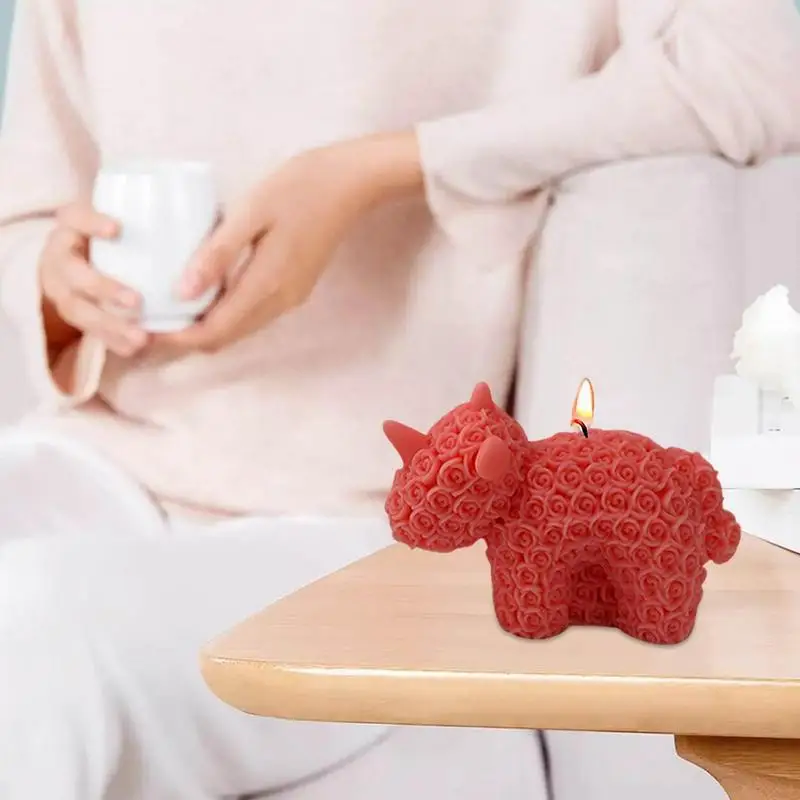 3D 곰 몰드 실리콘 귀여운 3D 곰 향 캔들 몰드, 엠보싱 꽃 곰 수지 동물 실리콘 몰드, DIY 음료 얼음
