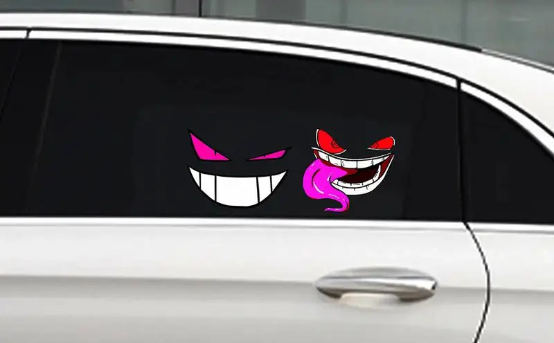 

Car Demon Smile Face Decal Waterproof Evil Car Vehicle Door Stickers Automobile Creative Smiling Eye Face Sticker Decals