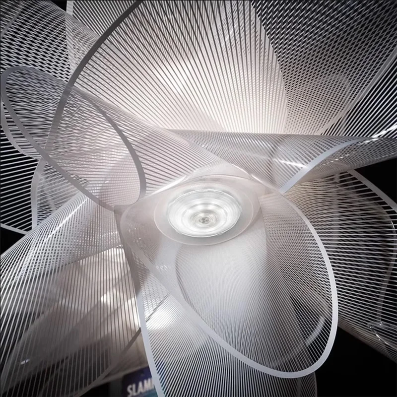 북유럽 클래식 꽃잎 LED 천장 램프 블랙 화이트 PVC 모던 디자이너 샹들리에 침실 식당 홈 데코