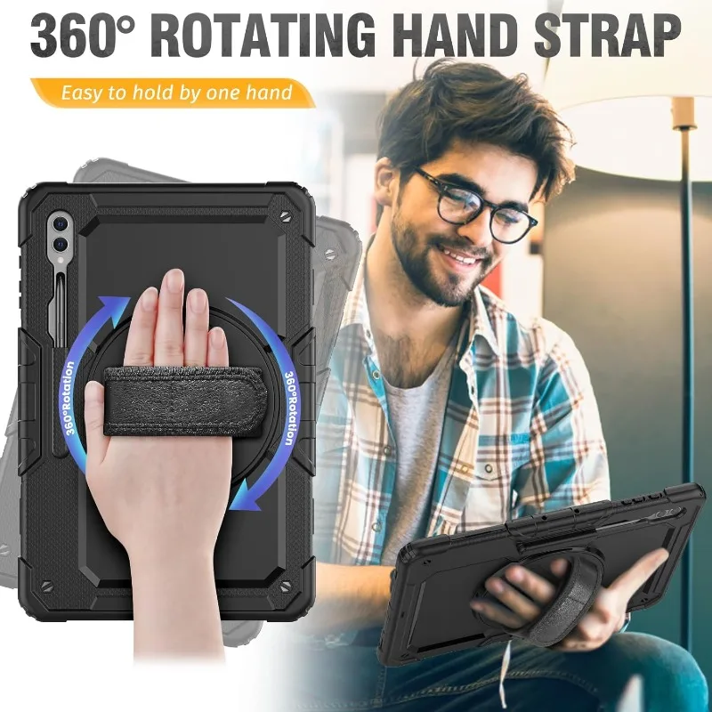 Shockproof Tablet Case with Screen Protector and Handle Belt Cover