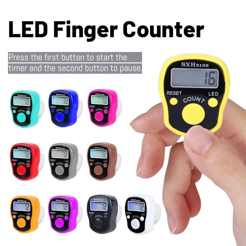 Electronic Digital Finger Ring Tally Counter Hand Held Knitting Row Counter Clicker NEW Mini Point Marker Counter LED Counter