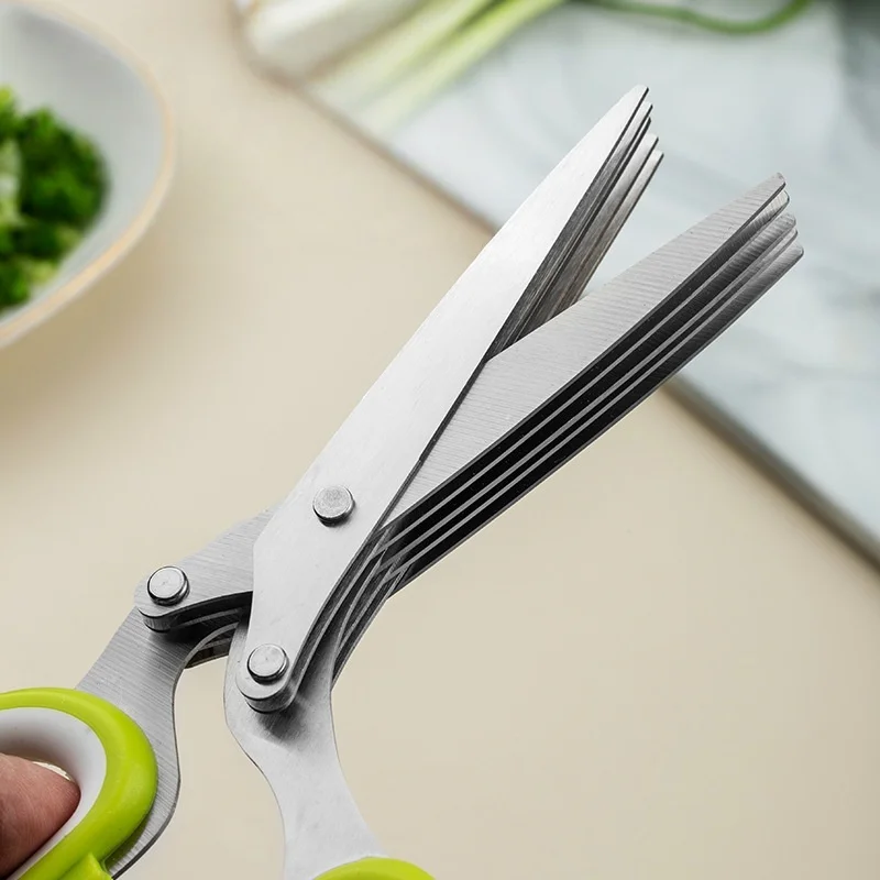 Thickened version Multi-functional Stainless Steel 5 Layer Kitchen Scissors Shredded Chopped Scallion Cutter LaverCutCookingTool