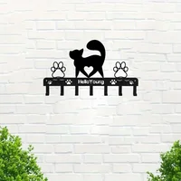 1pc Delightful Iron Art Metal Paw Pet Cat Hanger 7 Hooks Coat Key Lead Leash Wall Rack Holder Organizer Towel Rack Storage Rack 1