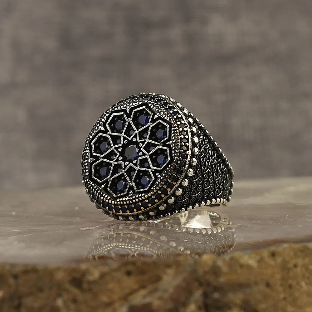 

Turkish Handmade 925 Sterling Silver Rings For Men Black Zircon Stone Jewelry Fashion Gift Mens Accessories Movador
