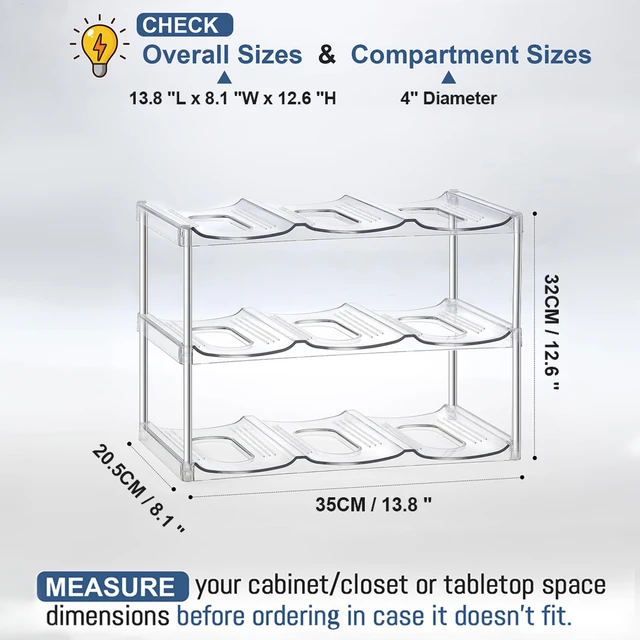3-Tier Stackable Water Bottle Organizer – Clear Plastic Wine & Bottle Rack 6