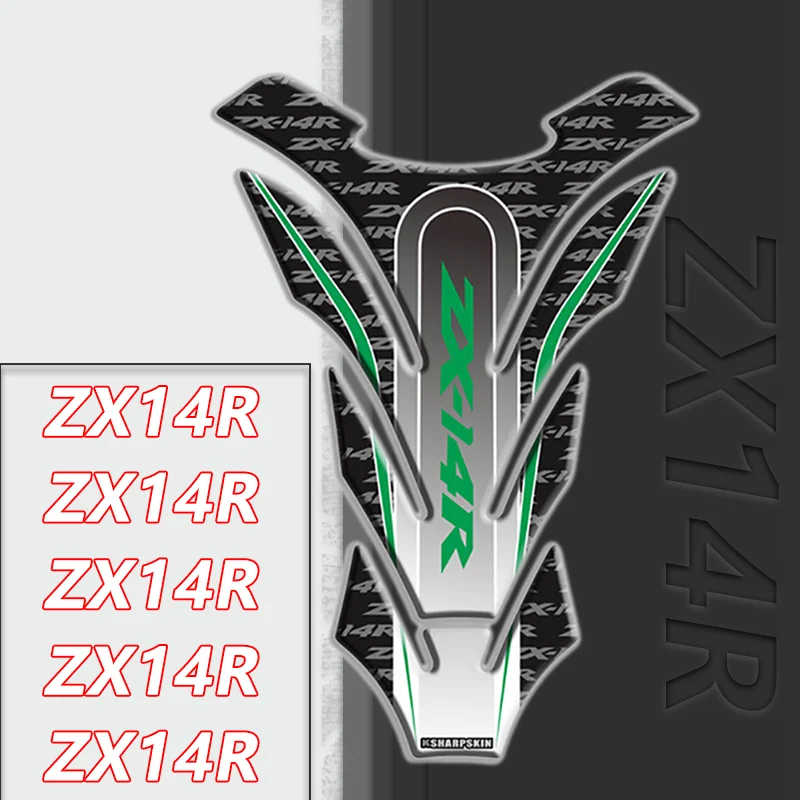 For ZX-12R ZX-14R ZZR1400 Motorcycle Fuel Tank Sticker Protector Pad Cover Fishbone 3D Gas Decorative Decals zx12r zx14r zzr1400