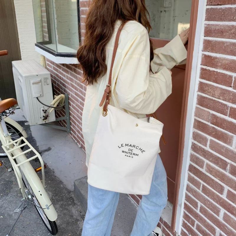 Women Shoulder Bag Large Capacity Canvas Shopping Bags Female Handbags Reusable Tote Crossbody Bag with A Purse Composite Bag