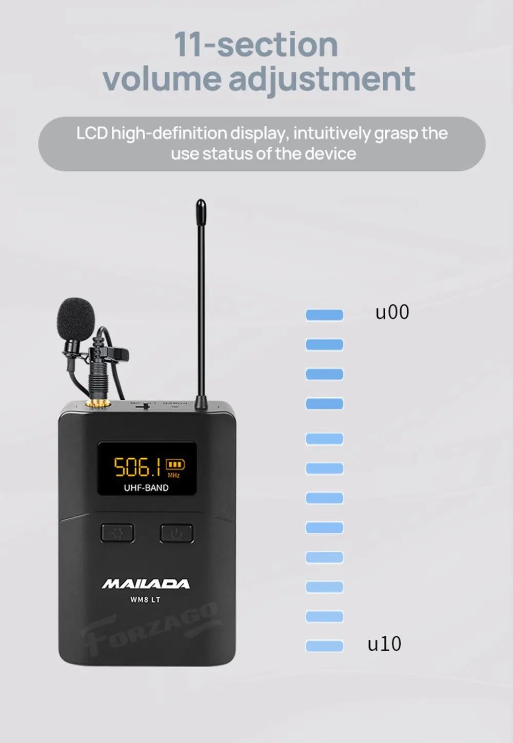 Mailada Wireless Microphone UHF System 4 Transmitters 1 Receiver Video Mic