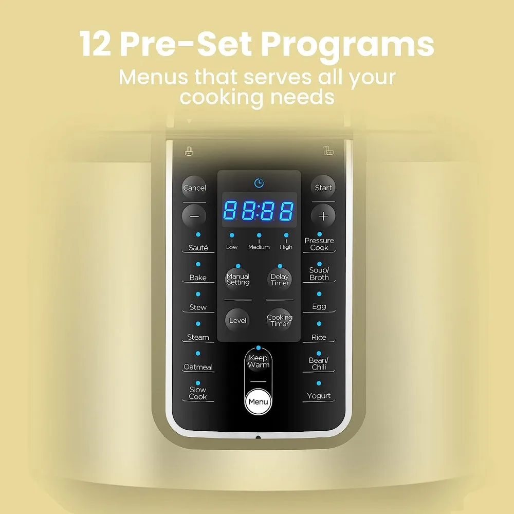 Pressure Cooker 6 Quart with 12 Presets, Multi-Functional Programmable Slow Cooker, Rice Cooker, Sauté pan, Warmer and More 3