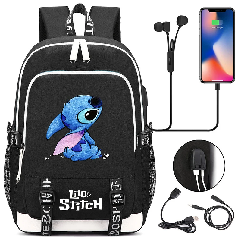 

Disney Lilo Stitch Backpack Canvas Printed Backpack Teen School Bag for Girl Boy Large Capacity Bookbag for Kid Gift