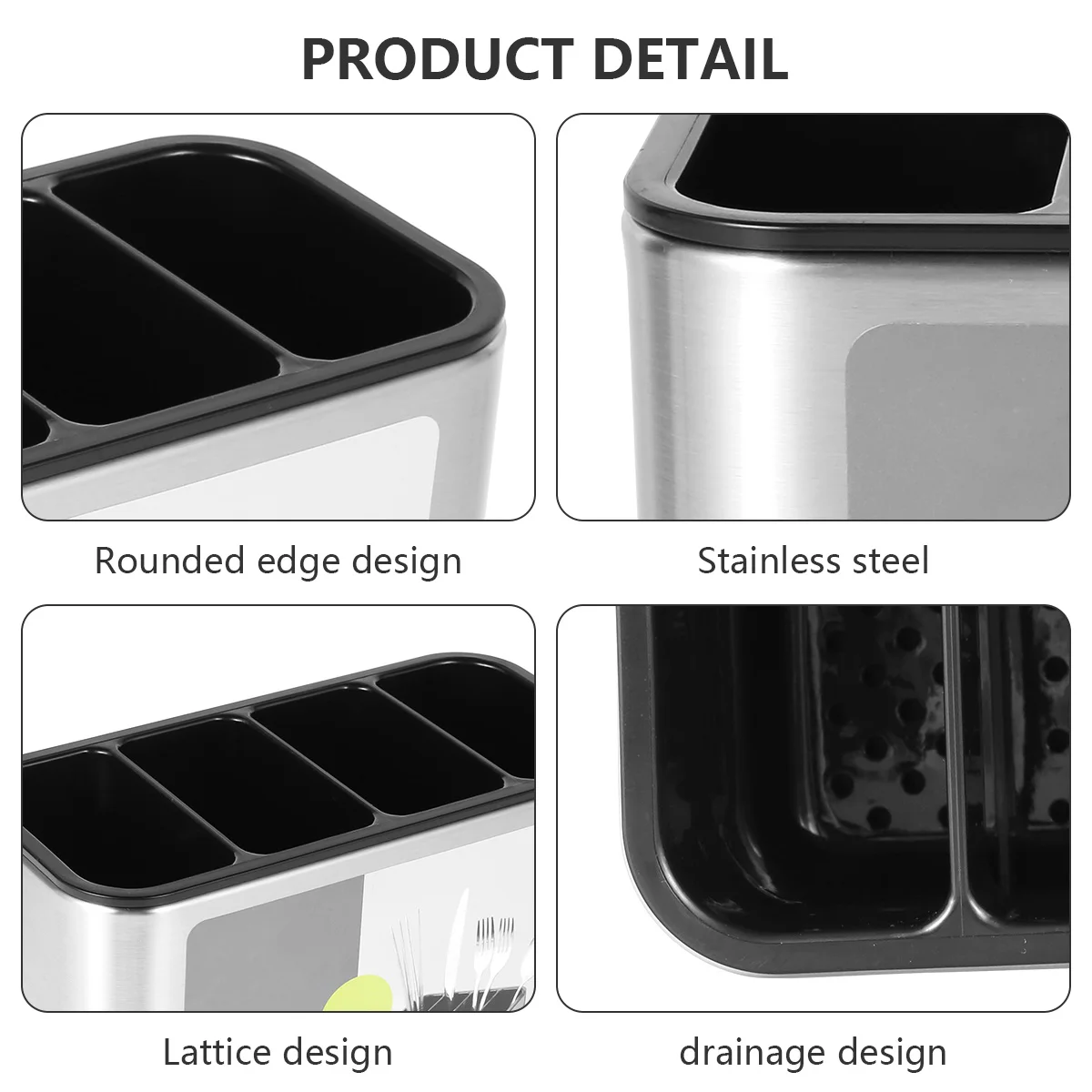 Utensil Kitchen Cutlery Holder Stainless Steel Cutlery Holder Removable Divider Utensil Knife Spoon Fork Keep Dry Storage Rack 5
