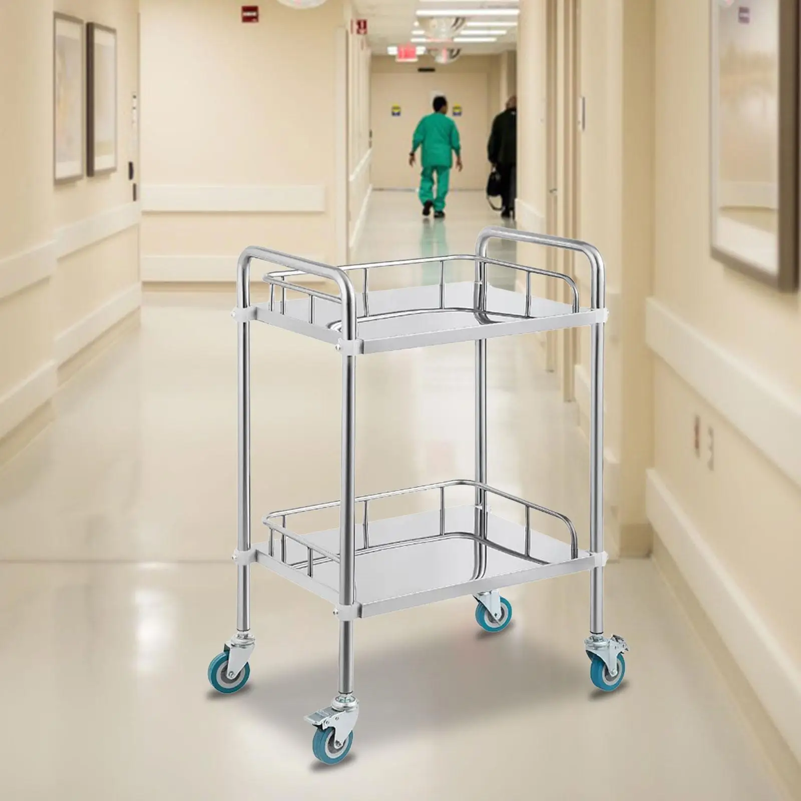Utility Cart with Wheels 2 Shelf Lab Cart for Fixing Lab Equipment