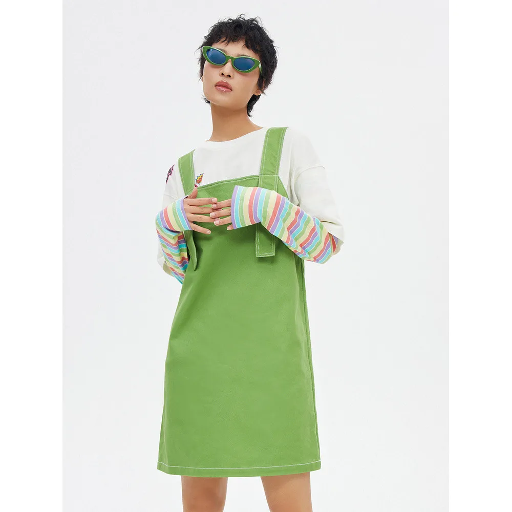 

Metersbonwe Dress Women Spring 2022 New Straight Tube Strap Skirts Regular Long Skirt Woven Dresses Casual Student Top Brand