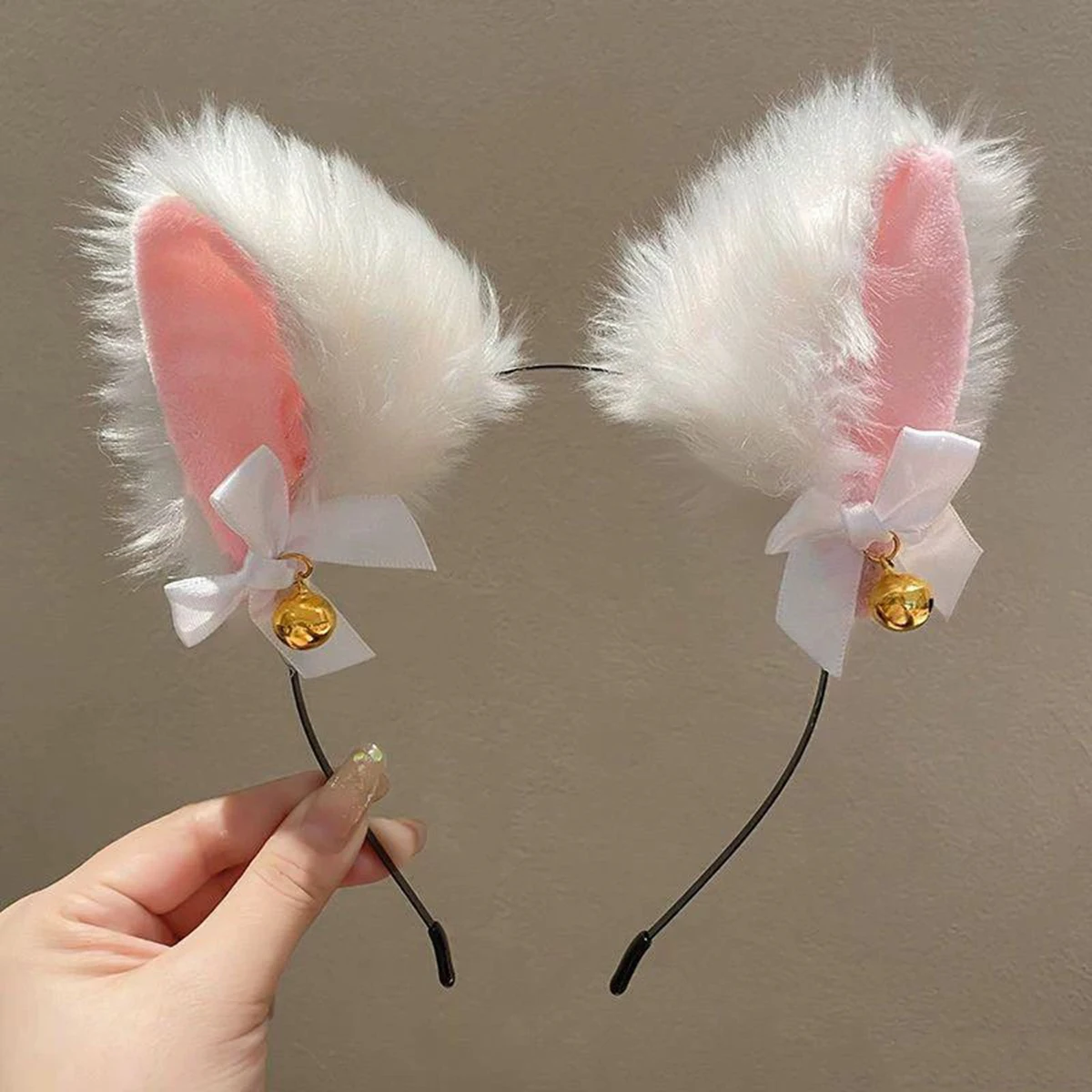 1pc Sexy Cat Ears Bell Headband Plush Cute Headdress Hairband for Women Girl Cosplay Masquerade Party Halloween Hair Accessories