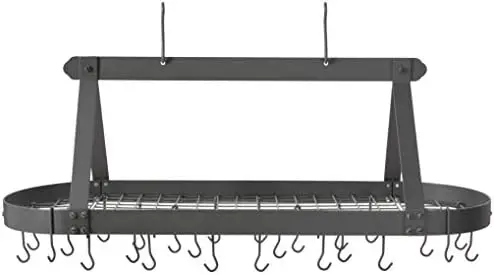 

Hanging Pot with Grid & 24 Hooks, Oiled Bronze, 48 x 19 x 15.5