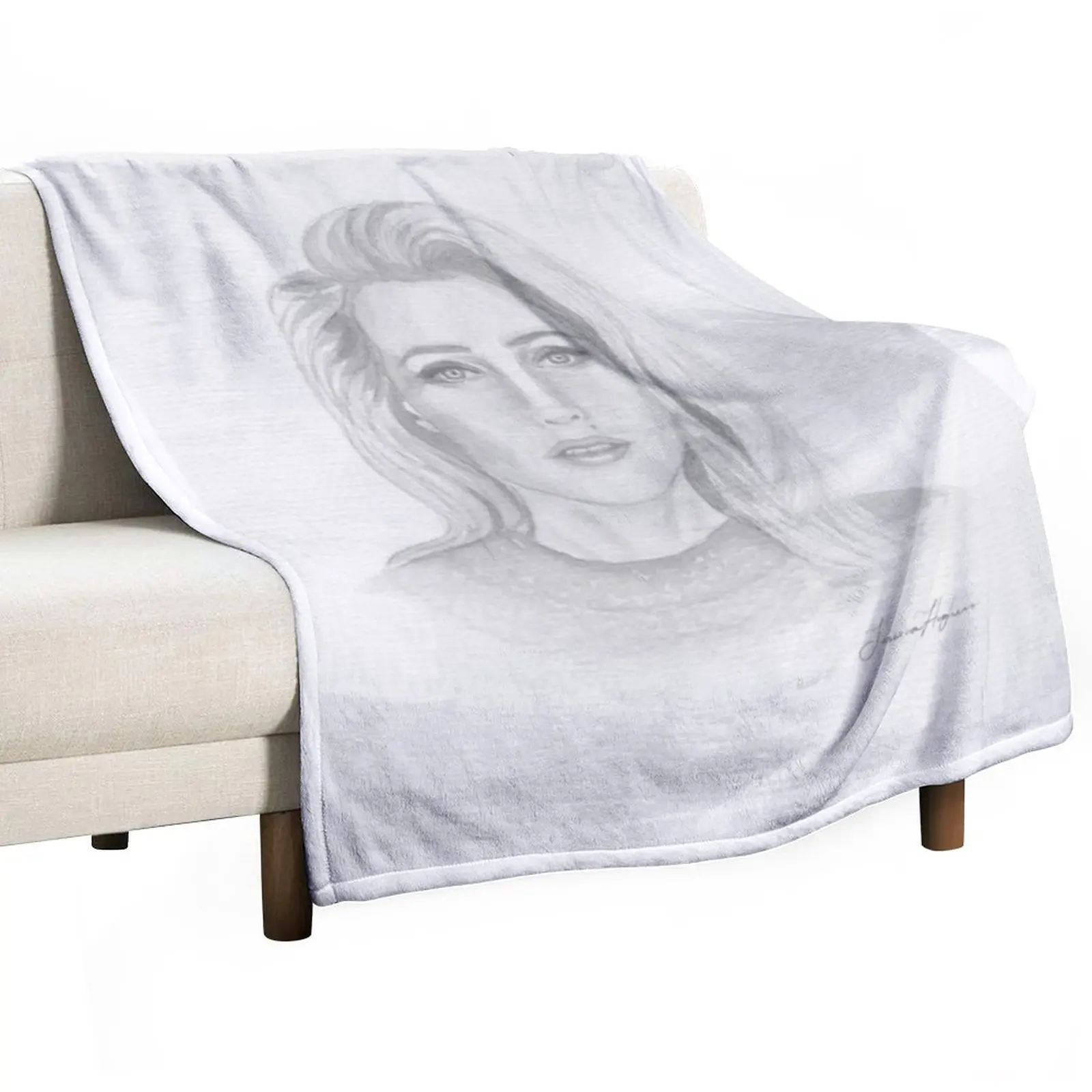 

Gillian Anderson Watercolour Painting Pencil Portrait Throw Blanket sofa bed Extra Large Throw For Baby Blankets