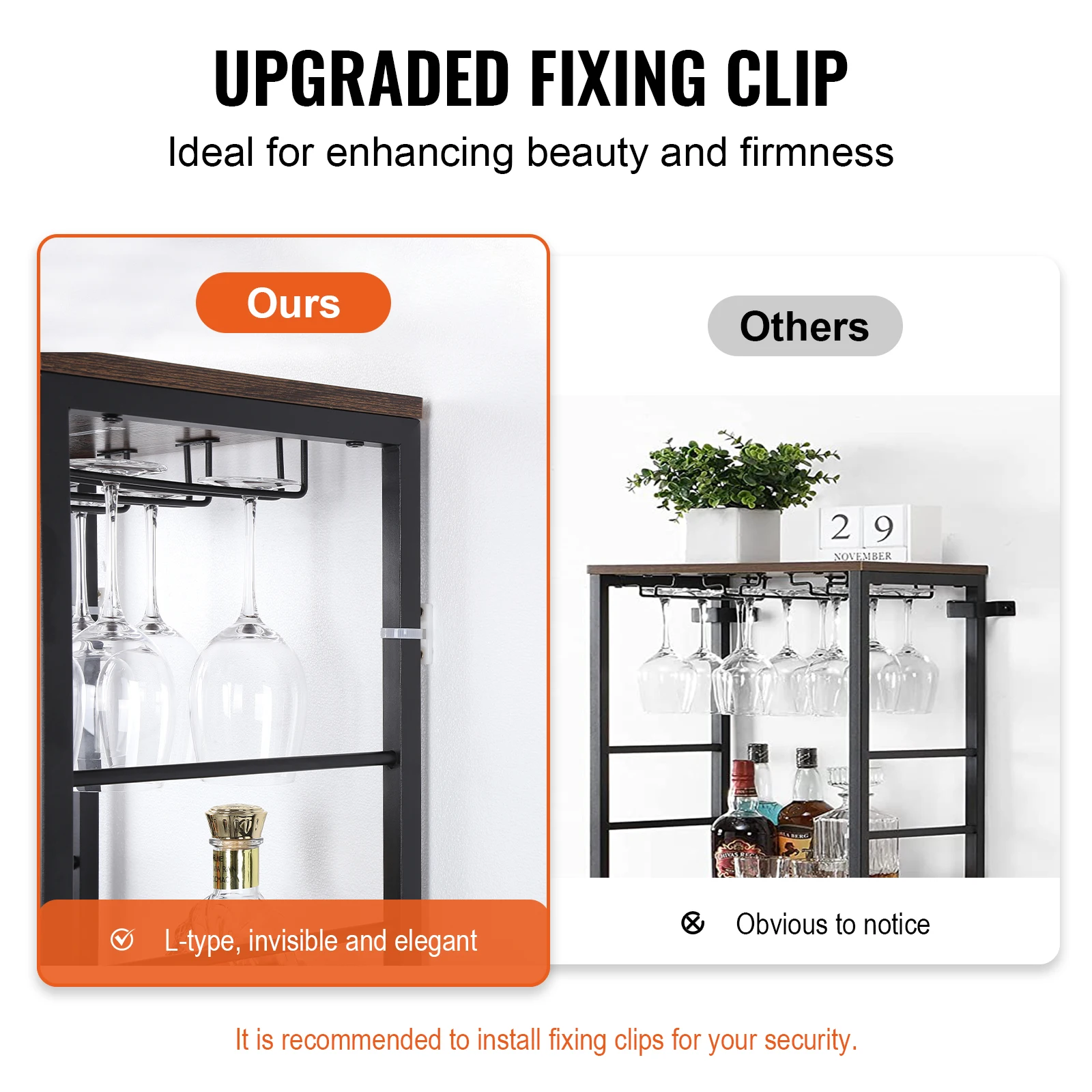 Wooden Wine Bar Cabinet for Liquor and Glasses