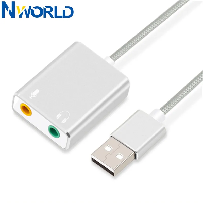 Nworld 7.1 외부 USB 사운드 카드 잭 3.5mm USB 오디오 어댑터, 이..