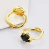 BOROSA 5Pcs Natural Glitter Stone Open Ring Golden Color Labradorite Adjustable Finger Ring For Women Energy Jewelry Accessories 5
