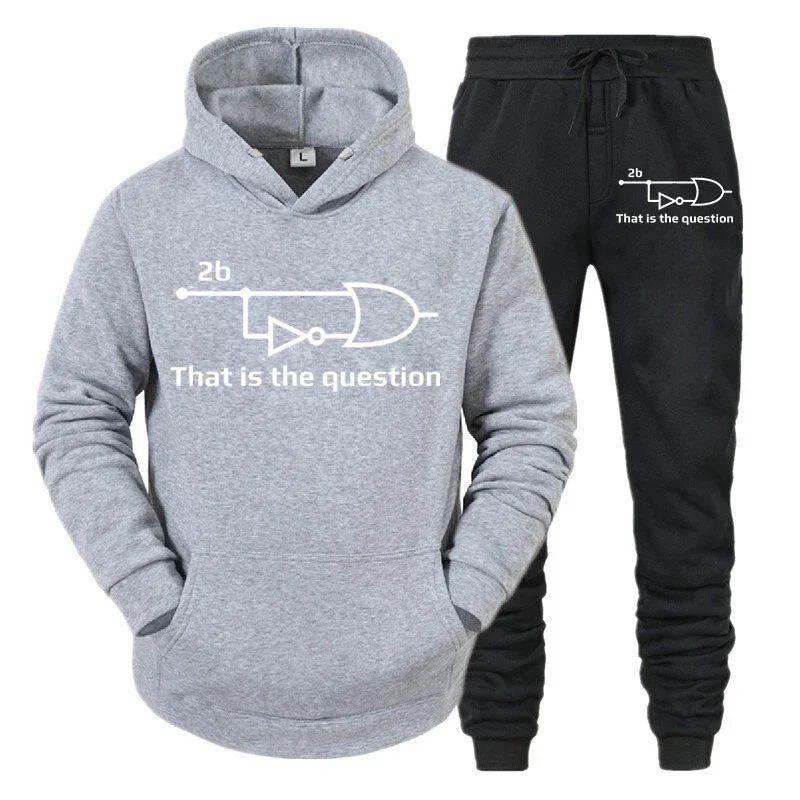 Conjuntos de otoño para hombre "Ingeniero eléctrico que es una pregunta" Sudadera con capucha divertida + Pantalones Trajes de 2 piezas Ropa deportiva de manga larga Pantalones de jogging