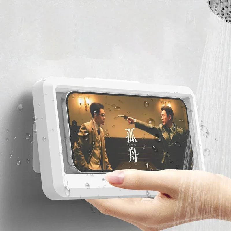 

Rotary Bathroom Phone Holder Waterproof Case Box Home Wall Self-adhesive Touch Screen Phone Shell Kitchen Sealing Storage