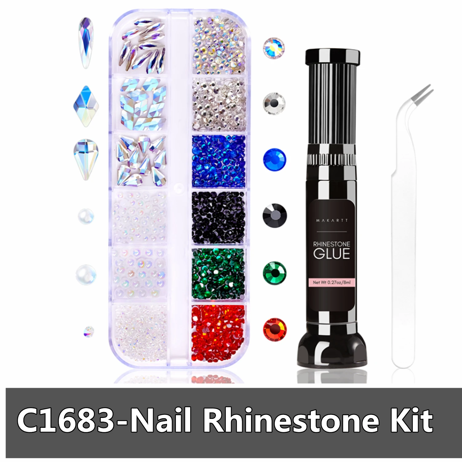 Makartt Nail Rhinestone Glue Gel, Upgrade Gel Gem Nail Glue with Brush &  Pen Tip Super Strong Adhesive Precise for Nail Charms