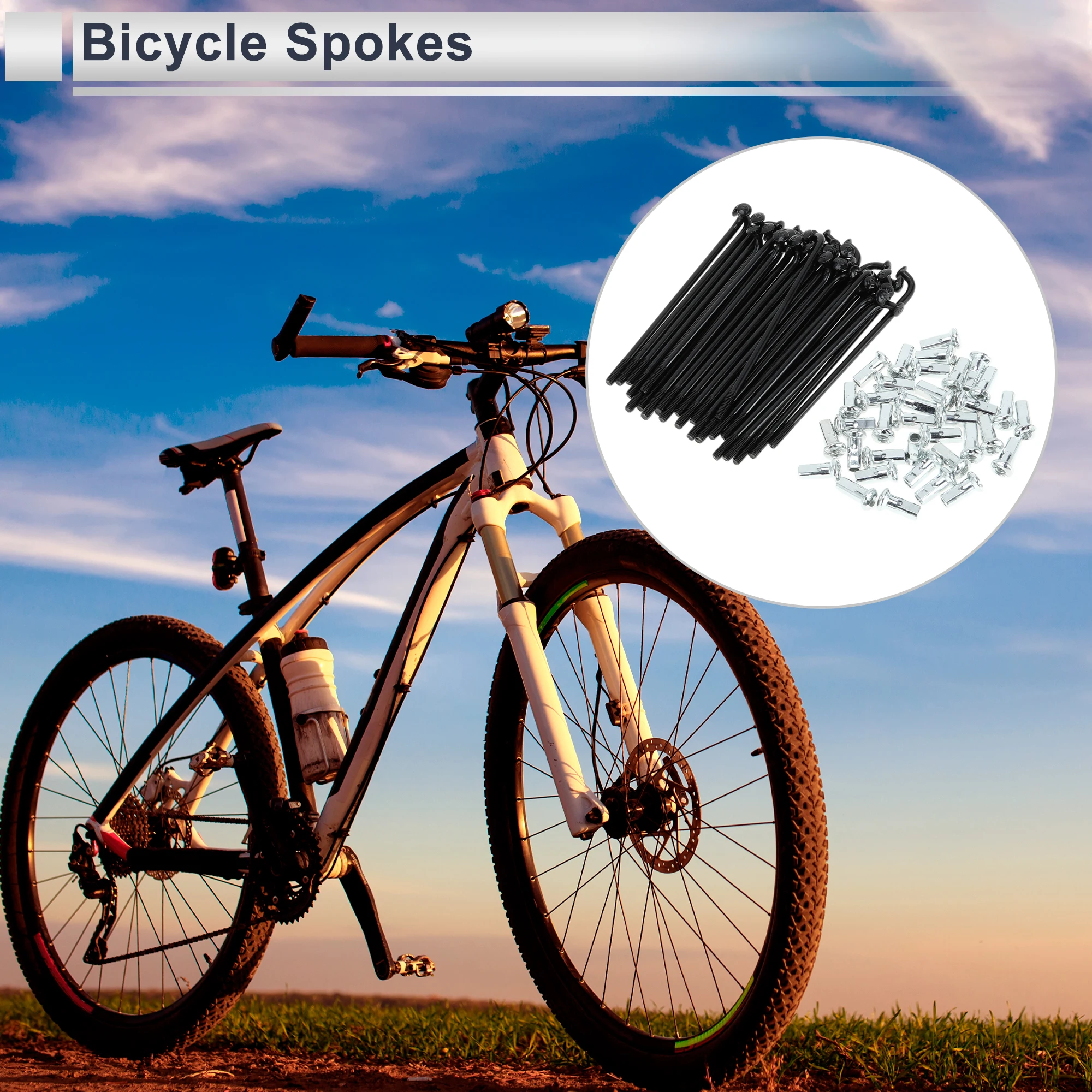K Juego De Radios De Acero Para Bicicleta 280mm Negro 36pcs