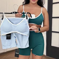 Fitness Suit, Women's Suspender, Contrasting Color Bra, Sports Shock-absorbing Speed Drying Pants, Breathable Yoga Suit