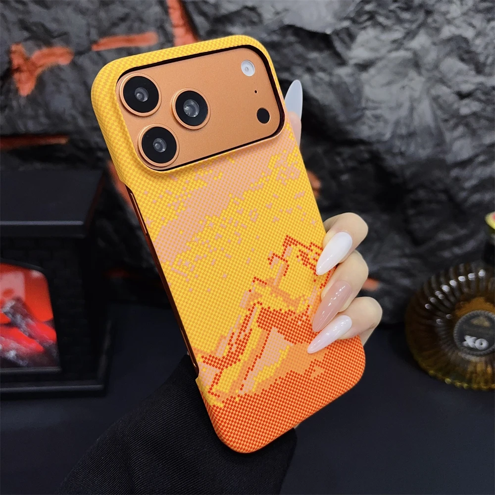 Kevlar-Infused Magnetic Carbon Fiber Pattern Phone Case with Colorful Frosted Finish