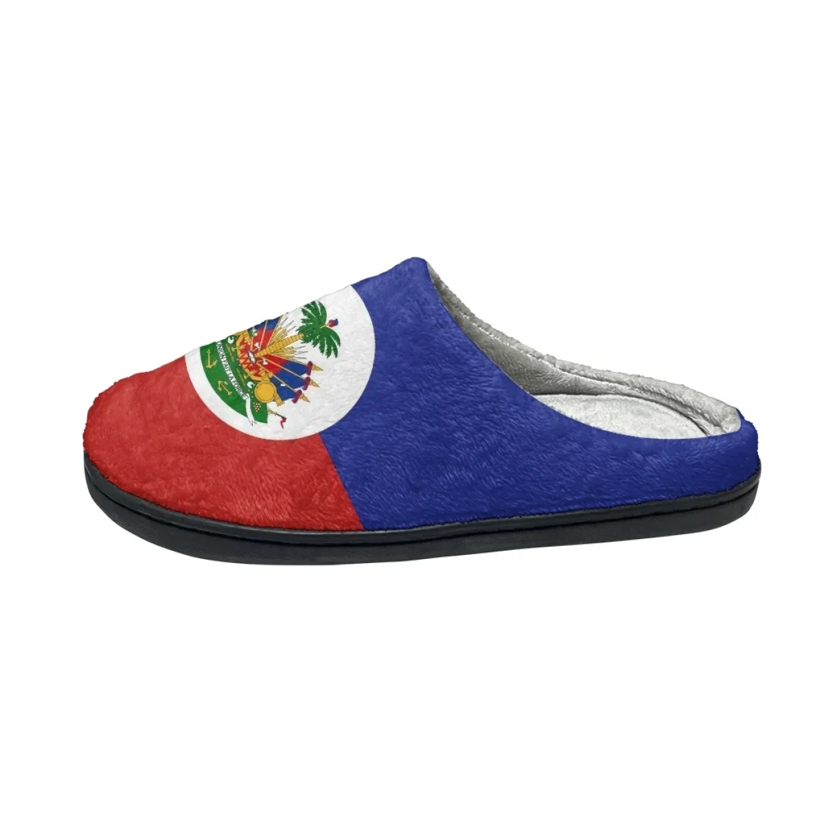 Winter Men Shoes Haiti Flag Print Indoor House Cotton Slippers Warm Non-Slip Slippers Zapatos Mujer Couple Women Home Footwear