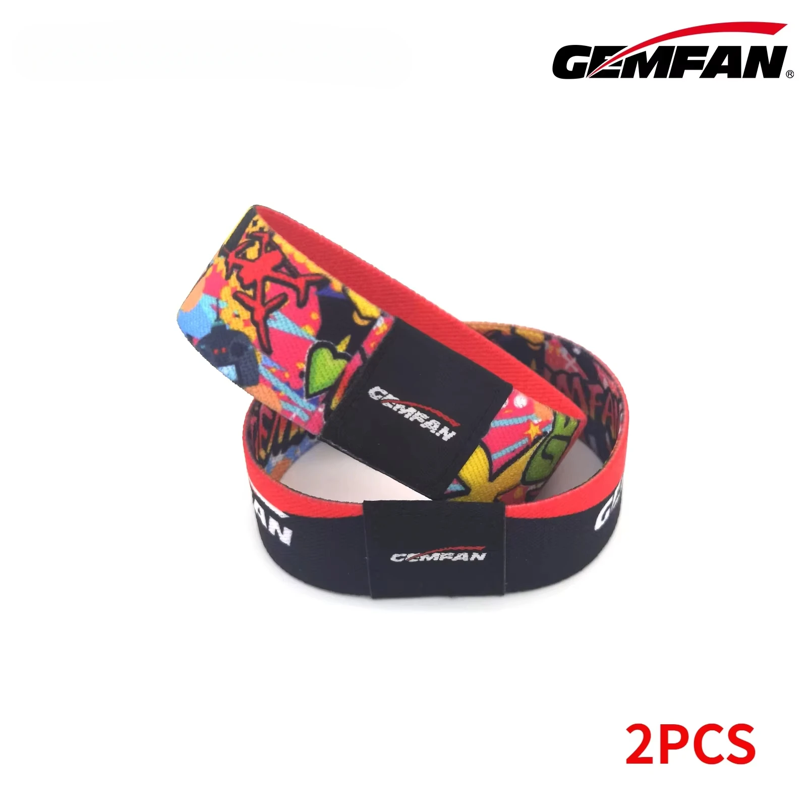 Gros plan sur un protecteur de stack Gemfan Stack Saver 18x2cm montrant les sangles de fixation intégrées.