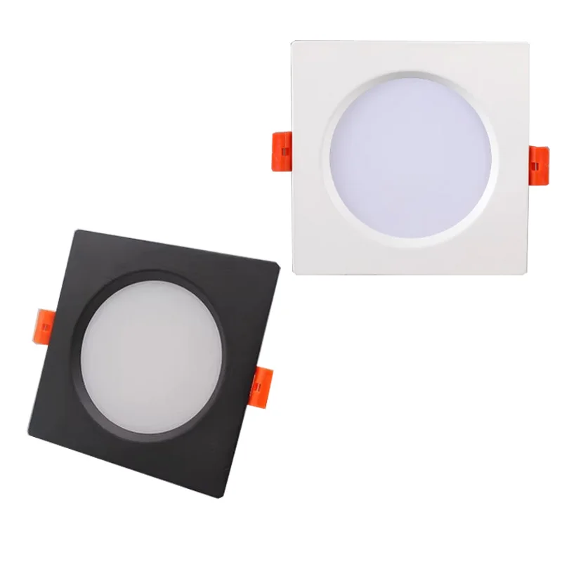 3W 5W 7W 9W 12W 15W 18W LED 천장 그리드 램프 스포트라이트 AC85-265V 실내 조명 블랙 화이트 사각형 매립형 다운라이트 디밍 가능