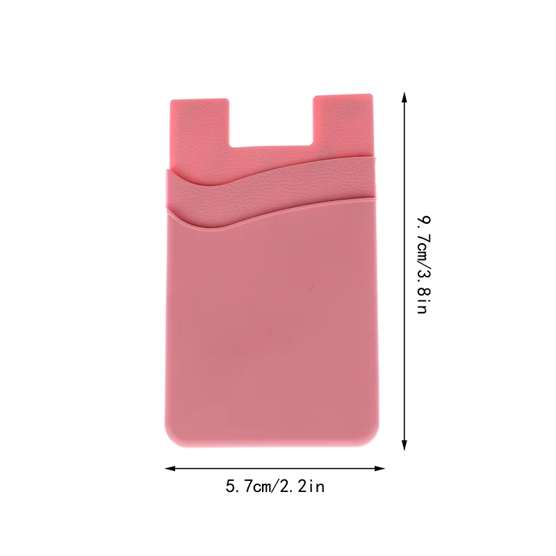 Adhesive Sticker Phone Back Cover ID Card Wallet Pocket Double-layer Silicone Mobile Phone Back Pocket Card Holder Case Pouch 6