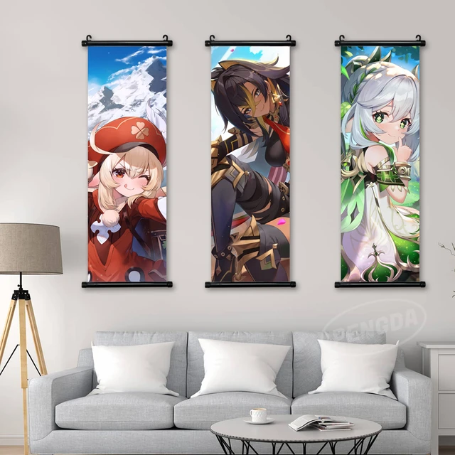 Jogo cartaz de imagem anime genshin impacto personagens masculinos elf xiao  pintura da lona parede arte impressões quarto decoração casa presente -  AliExpress