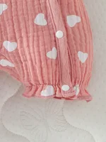 Baby Girls 4pcs Summer O-Round  Cotton Soft Printing Heart Streetwear Cute Bodysuit 2