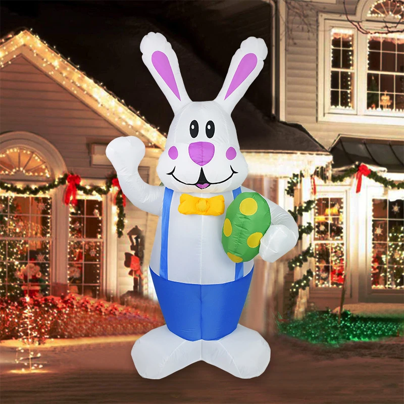 

Inflatable Bunny Easter Decoration for Home Cute Rabbit Inflatable Toys with LED Lights Outdoor Indoor Decor Holiday Ornament