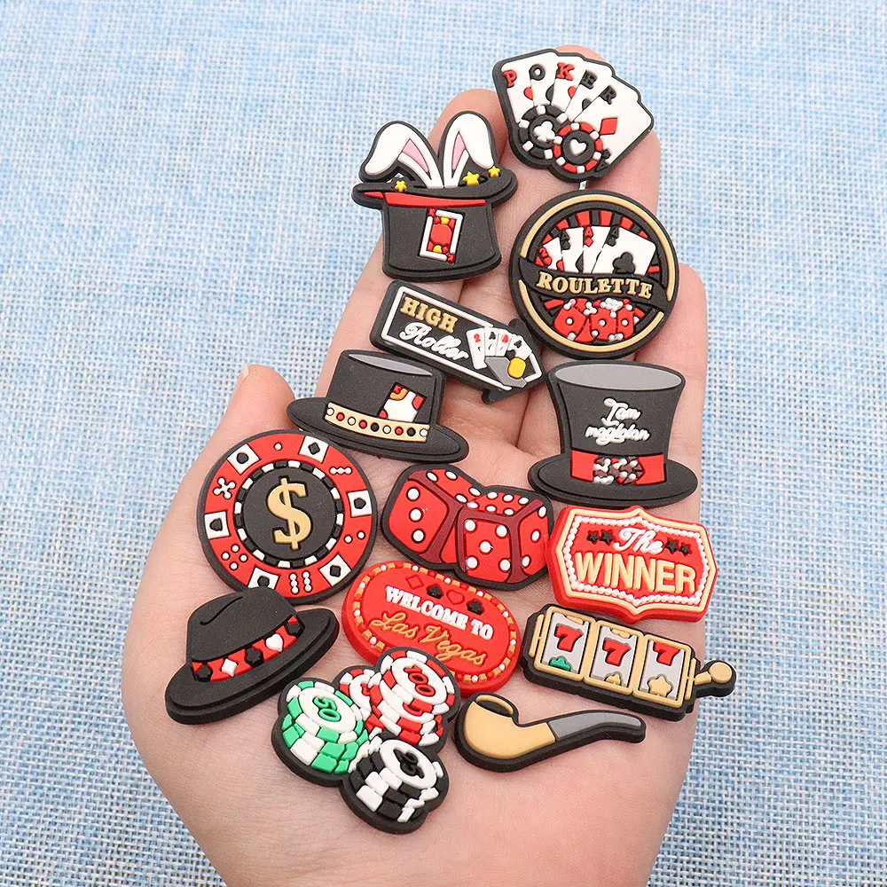 Wholesale 50pcs Shoe Charms Playing Cards Magic Hat Dice Accessories PVC  Shoe Decoration DIY For Croc Jibz Fit Wristband - AliExpress