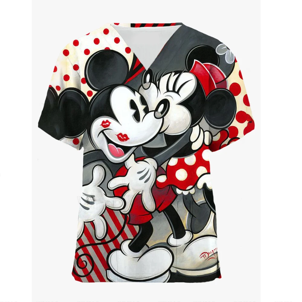 thumbnail image 1 of Camisetas de Mickey, camisetas de Disney, camisetas de hospital para mujer 2024, camisetas con cuello en V, camisetas de Minnie Mouse, uniformes de enfermera, ropa para mujer, camisetas con bolsillos, 1 of 5