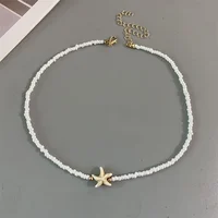 Shell Starfish Woman Short Necklace Summer Holiday Gift Handmade Choker  Seed Beads Neck Jewelry White - Image 2