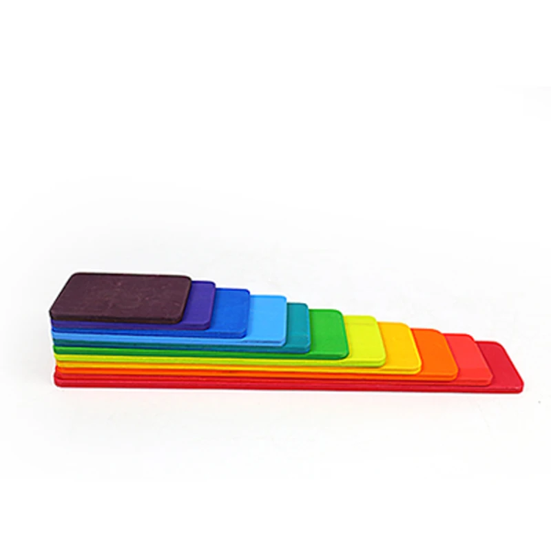 Colorful Wooden Rainbow Stacking Blocks - Montessori-Inspired Educational Toy