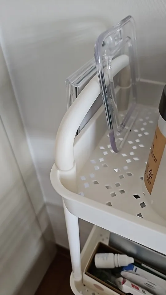 Plastic Rolling Utility Cart with Handle Storage Trolley for Office, Living Room, Kitchen, Movable Storage Organizer with Wheel photo review